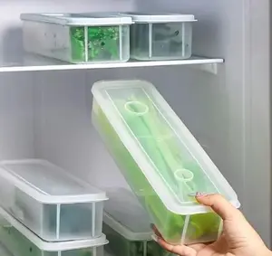 Plastic Food Storage Container with Lid Reusable Rectangular Refrigerator Organizer for Onions Coriander Garlic Noodles Eggs Hand Washed Kitchen Essentials