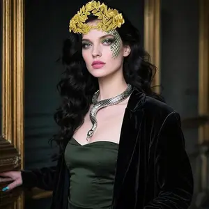 LaVenty Medusa Headpiece Crown Gold Snake Headband Medusa Goddess Costume Accessories Cosume Women Halloween Christmas Party Costume Medieval Fantasy