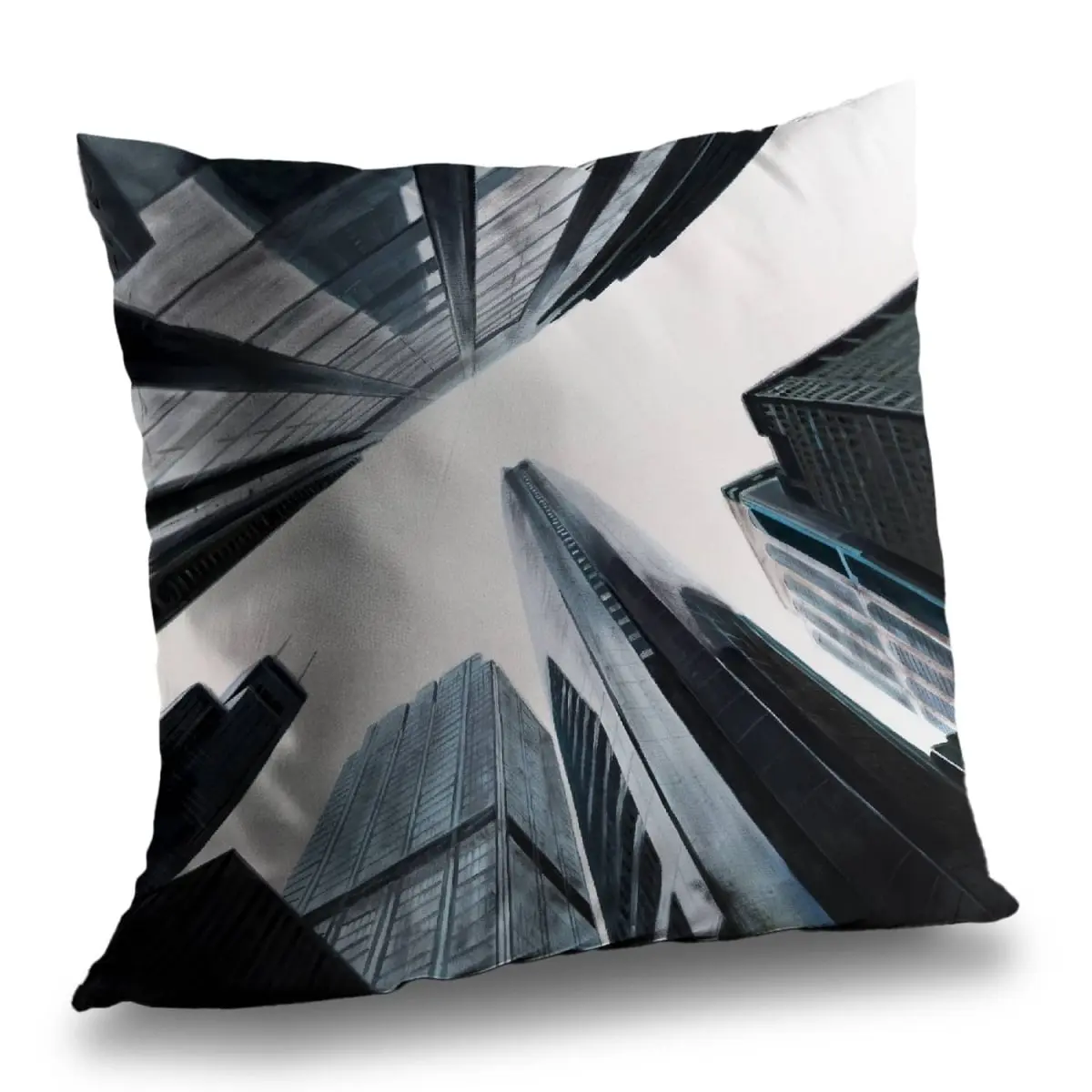360 Stand 14x14 in Poly Twill Weave Throw Pillow - Durable Cushions, Soft Cushion, Architectural Art Modern Cityscape Skyscraper Print, Contemporary Home & Bedroom Decor Accent for Bedding & Linens, 14-Inch Standard Pillows, Art-Inspired Standard Pillows
