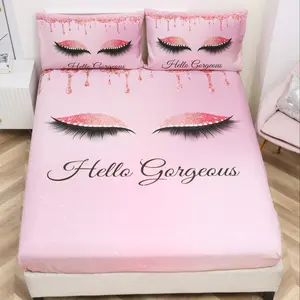 3-Piece Printed Bedding Set, Cute Eyelash Design, Soft Skin-Friendly Breathable Eye Print Sheet Set, Perfect Christmas Gift, Decorative Bedsheet Sets