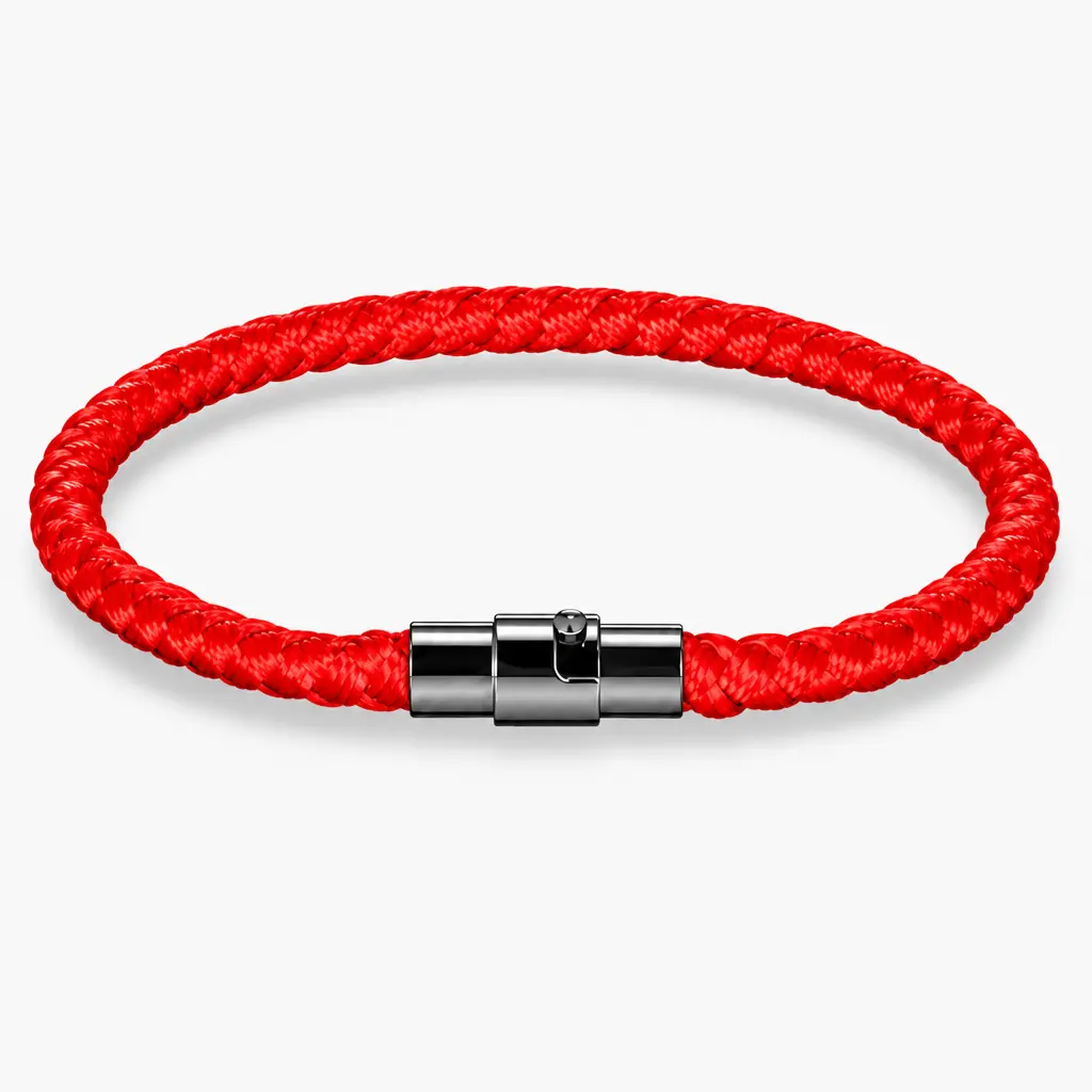 Men's 4mm Premium Handwoven Braided Nylon Rope Bracelet - Black Red String Wristband, High Quality, Adjustable, Rust-Resistant Alloy Magnetic Clasp, Low Profile, Fray-Resistant, Men's Accessories, Gifts for Boyfriend, Not Chunky Casual Jewelry
