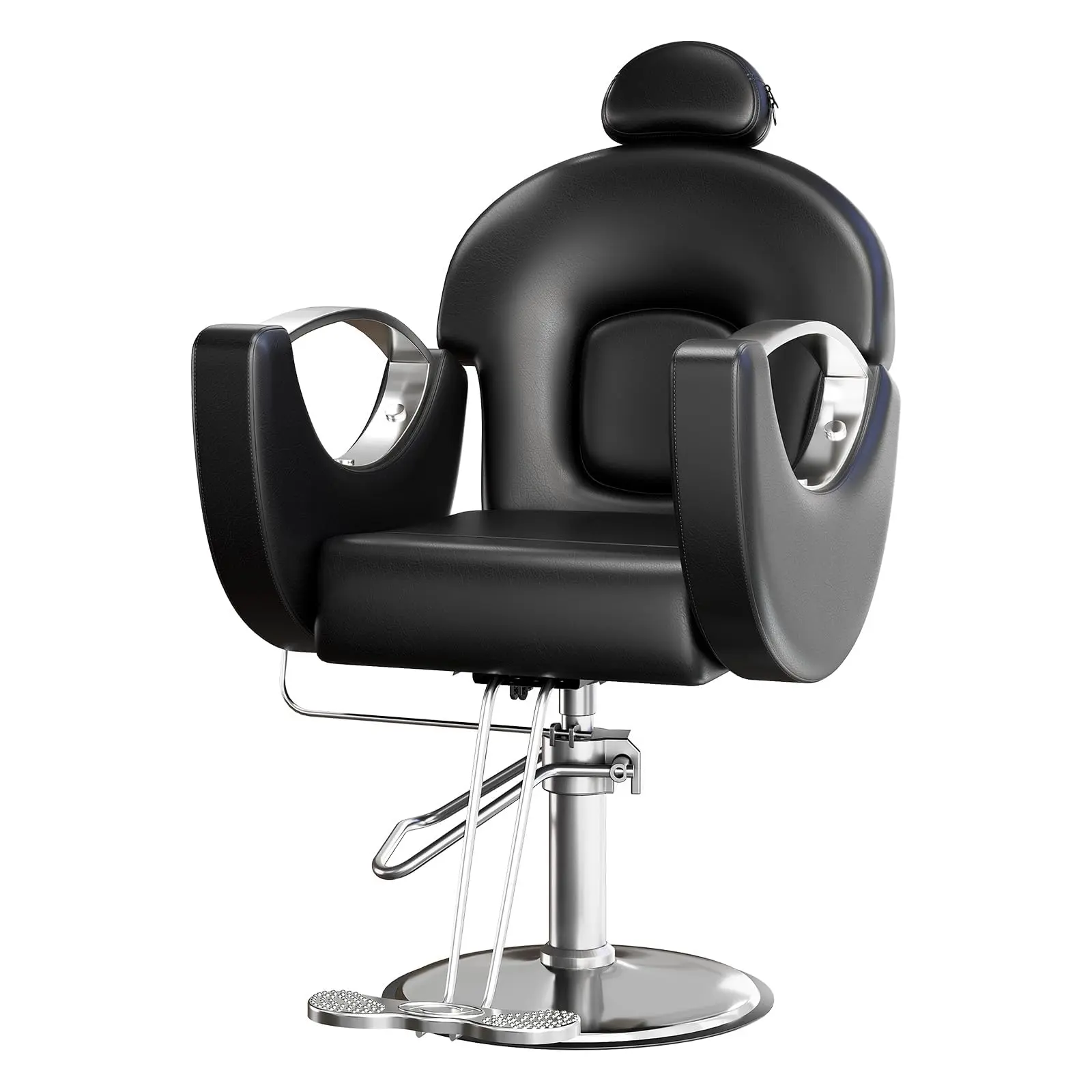 Garvee Reclining Barber Chair, 360° Swivel Hydraulic Styling Chair with Heavy Duty Hydraulic Pump for Hair Stylist Barbershop Home Spa Shampoo, Black