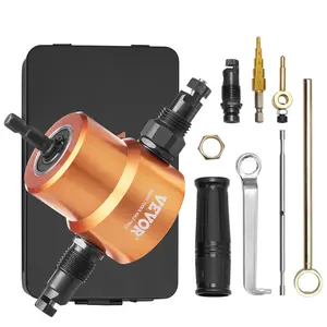 VEVOR Double Head Sheet Metal Nibbler Cutter, TikTokShopBlackFriday, 360 Degree Metal Nibbler Drill Attachment with Extra Punch and Die, Cutting Hole Accessory and Step Drill Bit, for Straight Curve and Circle Cutting