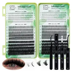 Lashsun 695PCS Individual Lashes Book Kit D Curl 4 Styles Mixed Lengths 100D 150D Soft Comfortable False Eyelashes with Bond Seal Applicator for Beginners & DIY Users