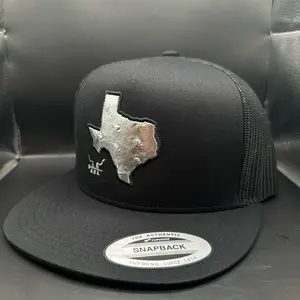 Texas Ostrich Hat with Texas State Design, Adjustable Fit, Black Color, and Snapback Closure
