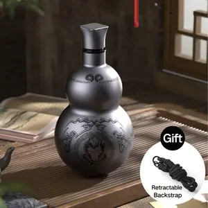 Stainless Steel Insulated Gourd Bottle, 17oz/500ml Water Bottle, Hot & Cold, Leakproof and Portable Sports Water Bottle for Gym, Travel, Cool Gift