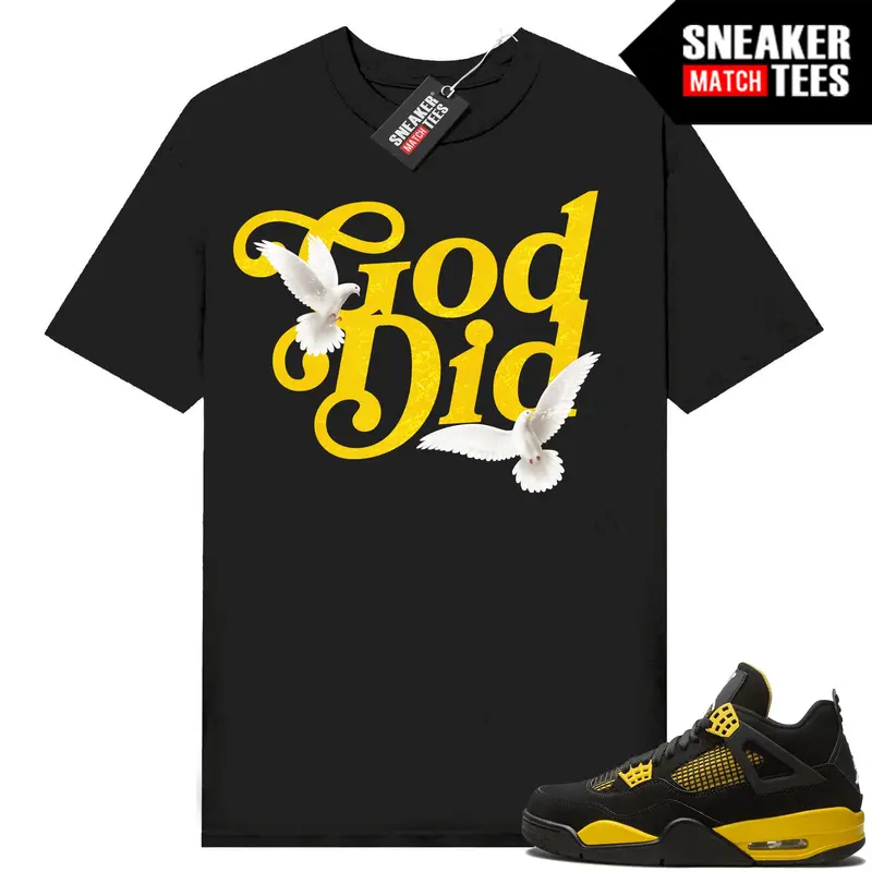 Unisex T-shirt to match Jordan 4 Thunder - God Did Doves. 100% Cotton for Casual Wear. Comfortable Summer Unisex T-Shirt to match Jordan Sneaker. Streetwear Style. urban outfitters
