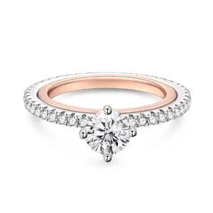 Jeulia Two Tone Spinner Custom Name Engagement Ring Sterling Silver Sterling Silver Zircon