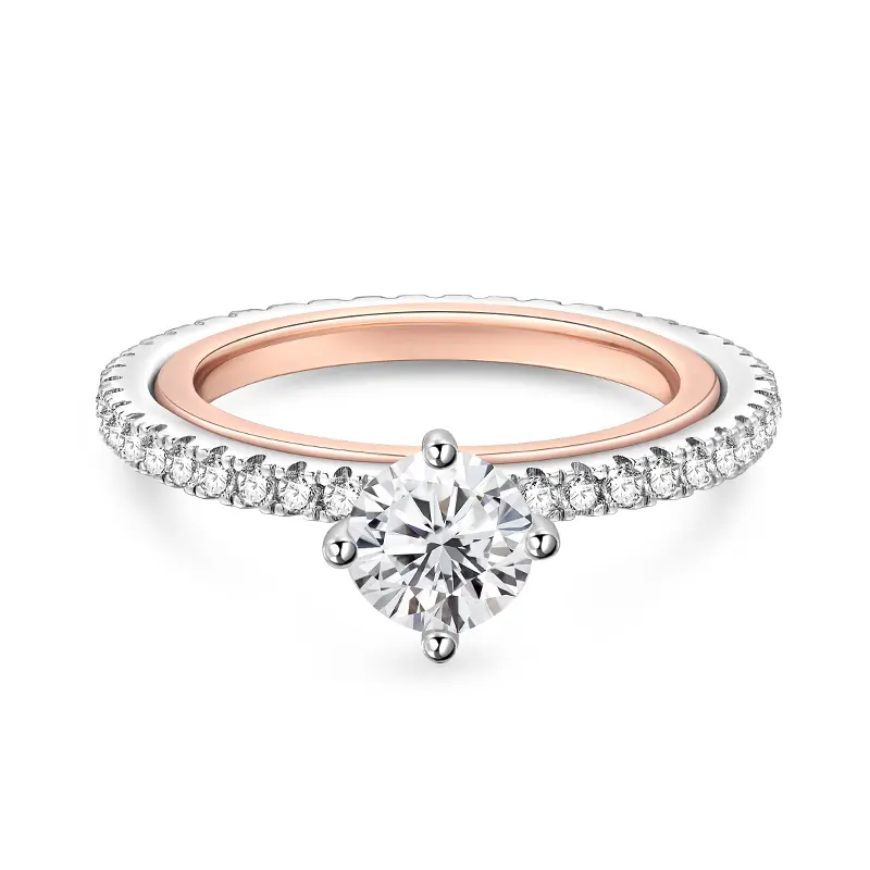 Jeulia Two Tone Spinner Custom Name Engagement Ring Sterling Silver Sterling Silver Zircon