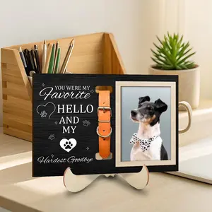 Wooden Photo Frame, Pet Memorial Paws Display with Wooden Stand, Dog/Cat Remembrance Frame, Ideal as a Memorial Sign to Offer Emotional Comfort During Pet Loss