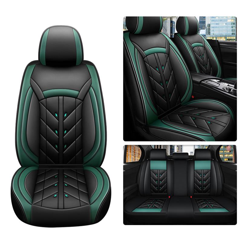 5pcs Premium Universal Car Seat Covers - Full Surround PU Leather Waterproof Protectors with Easy Installation for Most 5-Seat Cars, SUVs, Trucks, and Vans -Stain-Resistant, and Breathable Accessories for Comfortable Driving Experience
