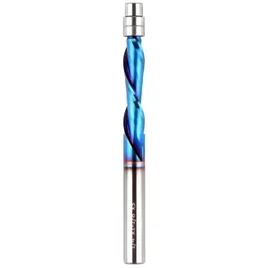 Downcut Spiral Flush Trim Router Bit, 1/4 Inch Shank Solid Carbide Flush Trim Router Bits Spiral with Nano Coated by  (1/4" Shank Down-Cut)