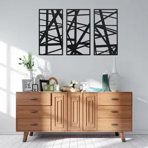 Modern Minimalist Design Hollow Out Metal Wall Art Sculpture for Living Room Office Home Decor Artwork