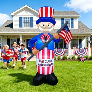 8FT Inflatable Uncle Sam – USA 250th Anniversary Patriotic Yard Decor with LED Lights, Outdoor 4th of July & Independence Day Decorations，Memorial Day & Outdoor Parties