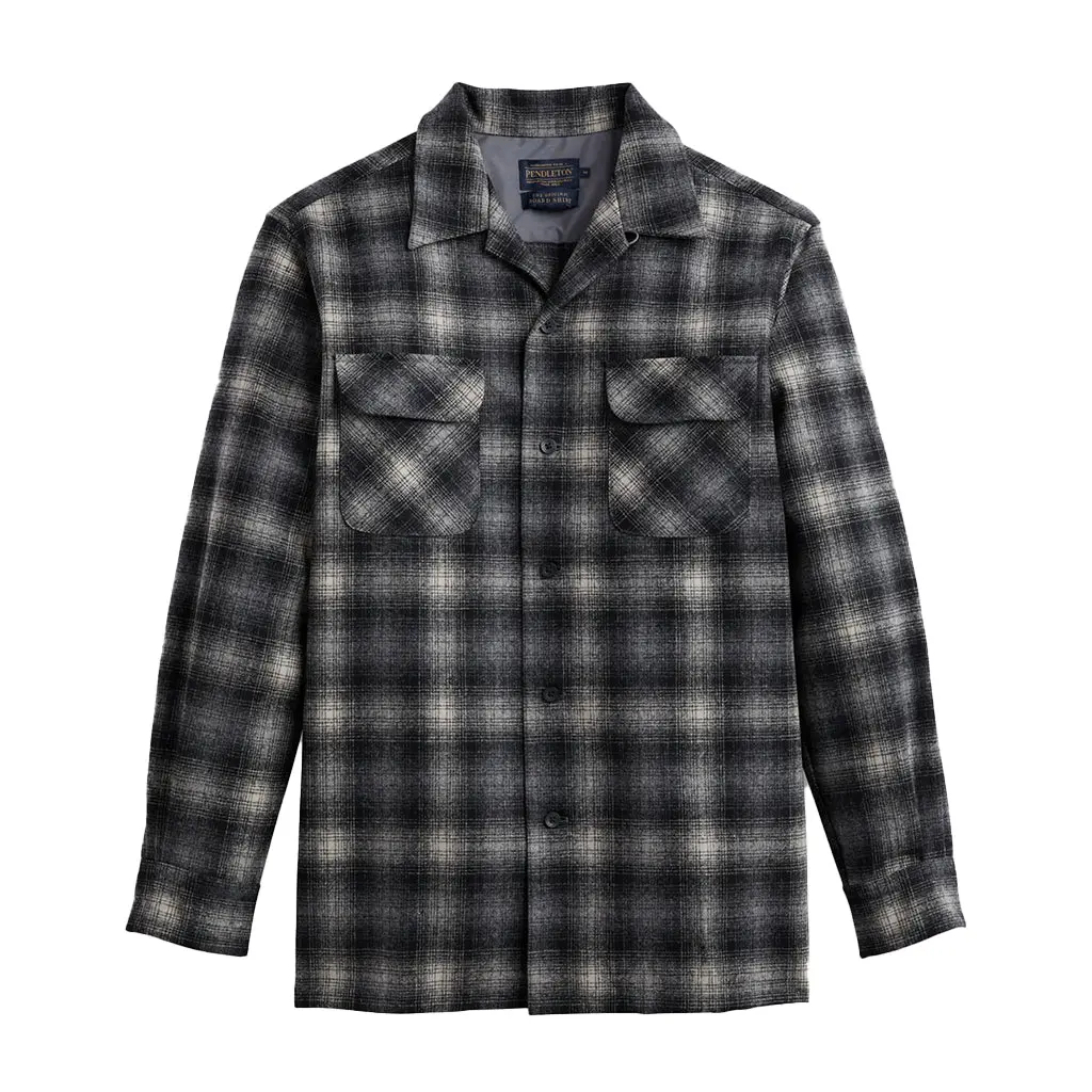 Pendleton Board Shirt Grey Ombre Check Fall 23' Fitted Long Sleeve Casual Minimalist Preppy Plaid Medium Length Wool, Fabric, Menswear, Classic, Checked, Longsleeves, Pockets