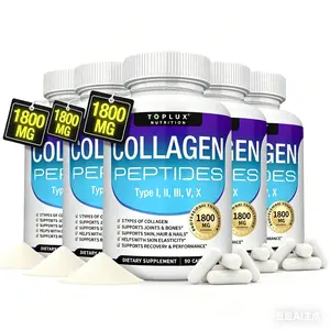 Toplux Collagen Peptides 5-in-1 Complex – 1800mg US-Made Beauty & Fitness Supplement for Skin, Hair & Joint Health