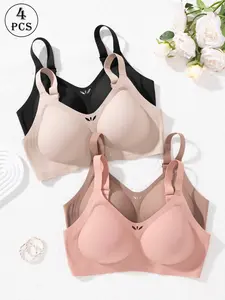 Women's jelly gel bra underwire underwear comfortable breathable fit for daily wide shoulder strap adjustable Sporty Casual Seamless outdoor sports sexy