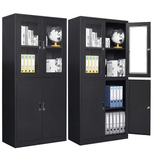 Letaya Storage Cabinet with Doors and Shelves,71" Steel Locker Acrylic Glass Door with Lock, for School Home Office