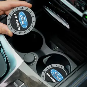 Car Coasters Water Cup Slots Non-Slip Mat, Anti-Skid Coaster for Ford Focus Mondeo Fiesta Kuga Ecosport Fusion, Interior Accessory