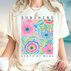 Sunshine State of Mind Comfort Colors Shirt - Retro Floral Summer Tee VTR
