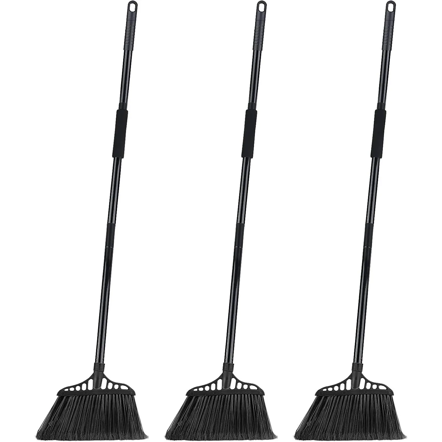 3pack wide angle corner broom outdoor indoor commercial broom with 55 long handle heavyduty brooms for warehouse garage lobby restaurant patio driveway porch deck rubbish sweeping all black
