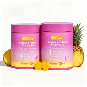Her Juicy Hawaiian Pineapple Gummies Women’s Probiotics 60counts  with Slippery Elm & Prebiotics, Support Feminine Balance, Comfort & Gut Health Digestive & Feminine Dual Wellness Gummies Intimate Wellness Easy Gummies