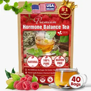 Hormone Balance Natural Menstrual Cycle Support - 40 Tea Bags, 100% Natural & Pure from Red Raspberry Leaves with Spearmint Flavor. Natural Material Tea Bags. No Sugar, No Caffeine, Vegan