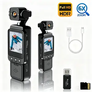 Action Camera Portable Wearable Sports Cam with 1.54 Screen, 270 Rotation Lens  1080P HD Video 6X Digital Zoom, Night Vision and Loop Recording for Skiing, Parachuting, Camping and Daily Vlogging, USB-C Charging