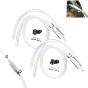 2PCS Brake Bleeder Hose,One Way Check Valve Tube Bleeding Tool Kit for Car Motorcyle Clutch, Brake Bleeder Valve with Nozzle Cap and Clamp, Universal Brake Fluid Bleeder Kit for Hydraulic Brake System