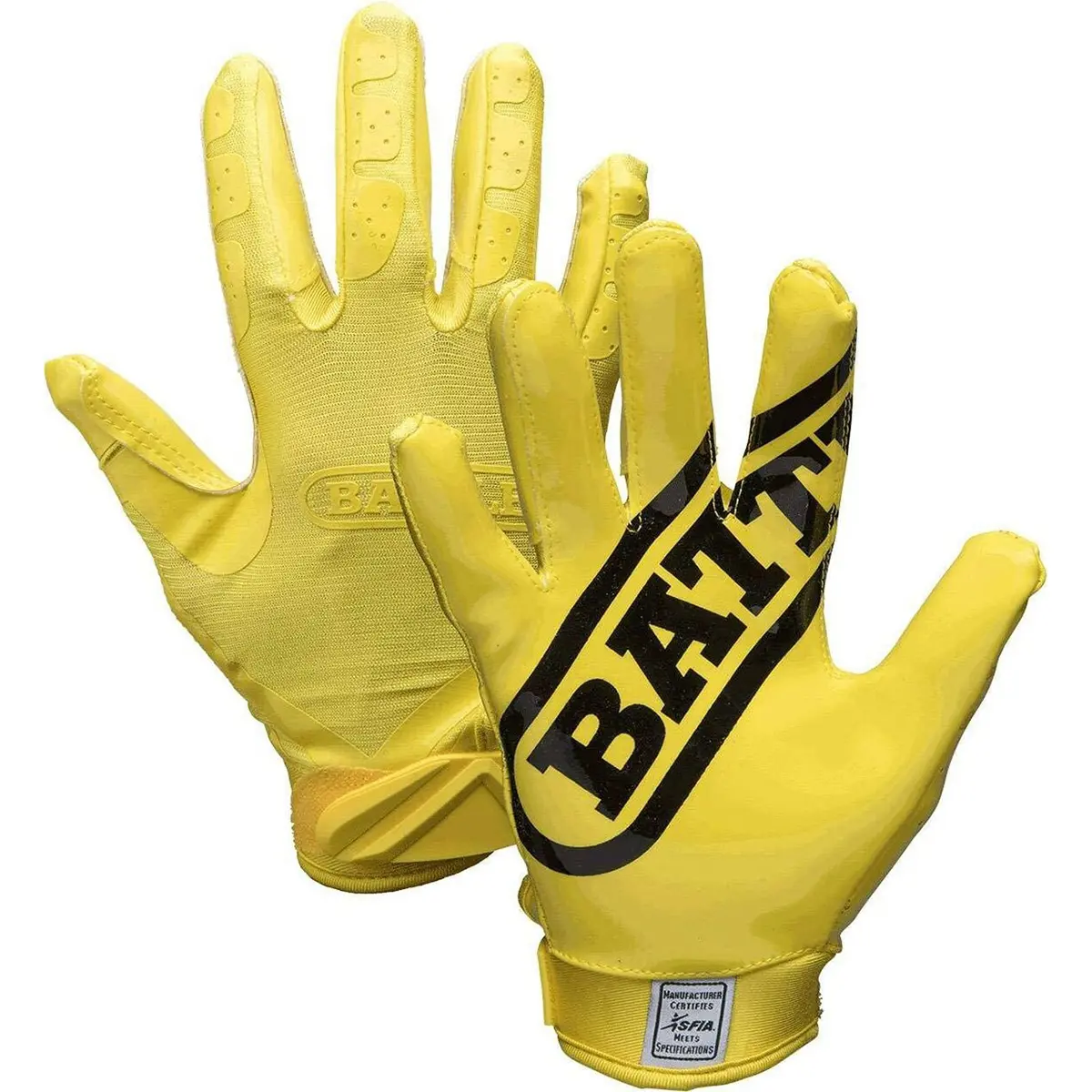 Battle Sports Adult DoubleThreat Football Gloves, Football Accessories - Yellow