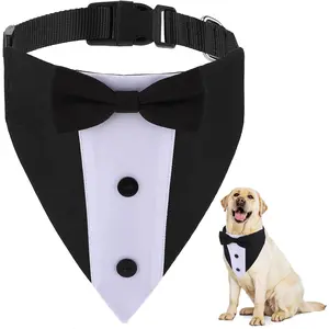 Dog Tuxedo Dog Suit Formal Dog Wedding Bandana Dog Tuxedo Collar with Bow Tie Adjustable Dog Tux Gentle Dog Costume Dog Engagement Birthday Christmas Attire for Small Large Dogs Pets Dimeho