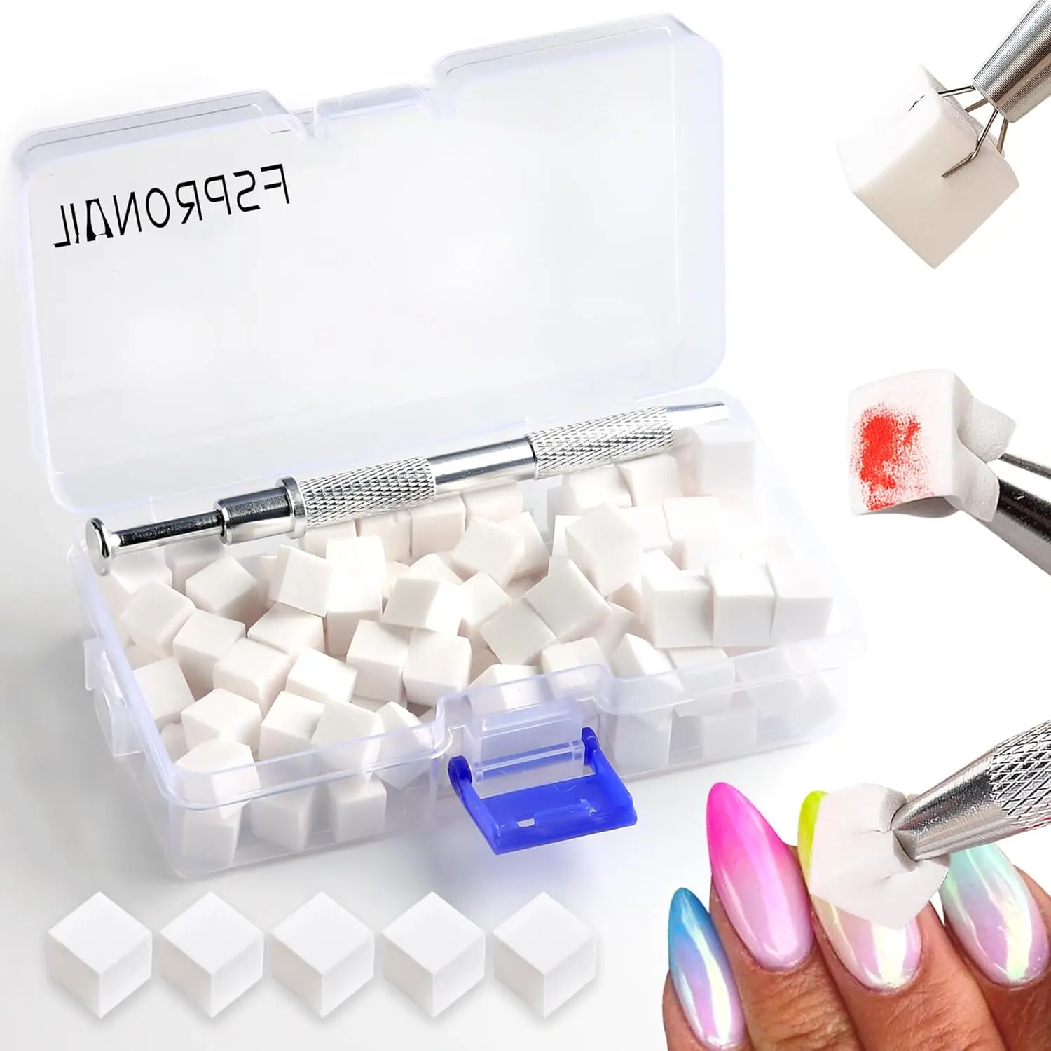 150pcs Ombre Sponge for Nails, Mini Sponges Gripper Pen Foam Sponge Aura Nail Sponge White Nail Polish Sponges Nail Art Manicure Tools Supplies-Gold