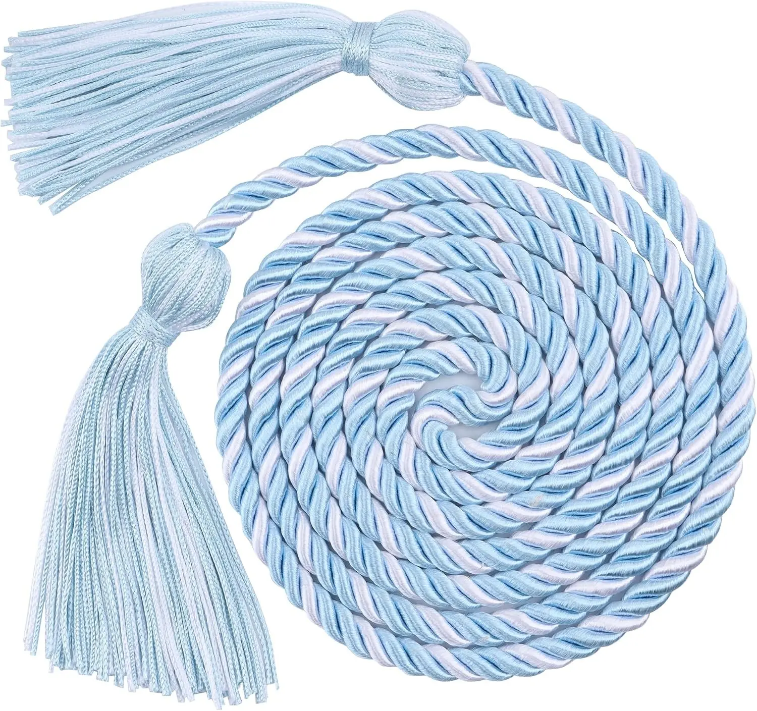 Graduation Cords for 2026 Graduation, Light Blue White 68" Honor Cord Tassel Ropes for Grad Accessories Party Decorations Ceremonies for College Students Master Doctoral Bachelor Gown