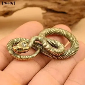 Copper Brass Mini Snake Antique Bronze Decor Figurines For Interior Decora Desktop Ornament Pure Copper Miniatures Statue〔Nest〕
