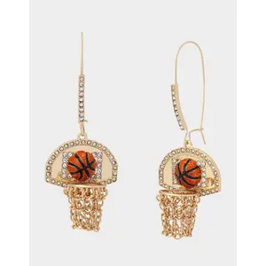 Betsey Johnson BASKETBALL HOOP SHEPPARD HOOK EARRINGS ORANGE