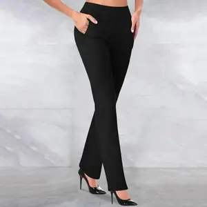 Dress Pants Women Business Casual Work Pants Women High Waist Stretchy Trousers Pull on Office Slacks Bottoms Womenswear Comfort Black Minimalist
