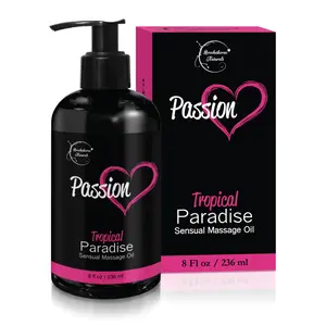 Passion Sensual Massage Oil for Couples | Hydrating, Moisturizing Body Oil with Tropical Jojoba Scent for Smooth Glide & Relaxing Date Night.