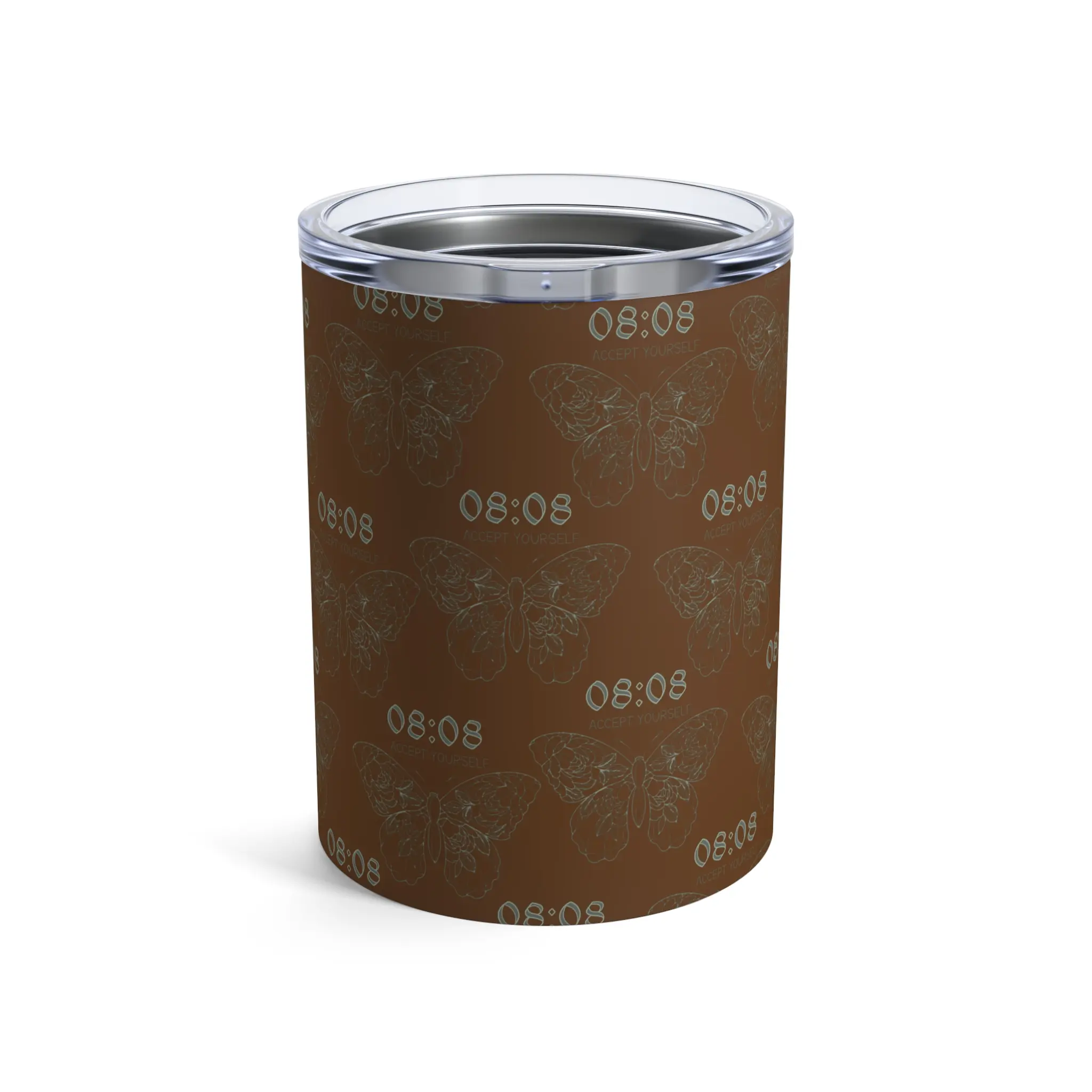 Brown Tumbler 10oz, Angel Number 808 Accept Yourself, Numerology Gift, Positive Energy Cup, Manifestation Gift, Law of Attraction Gift