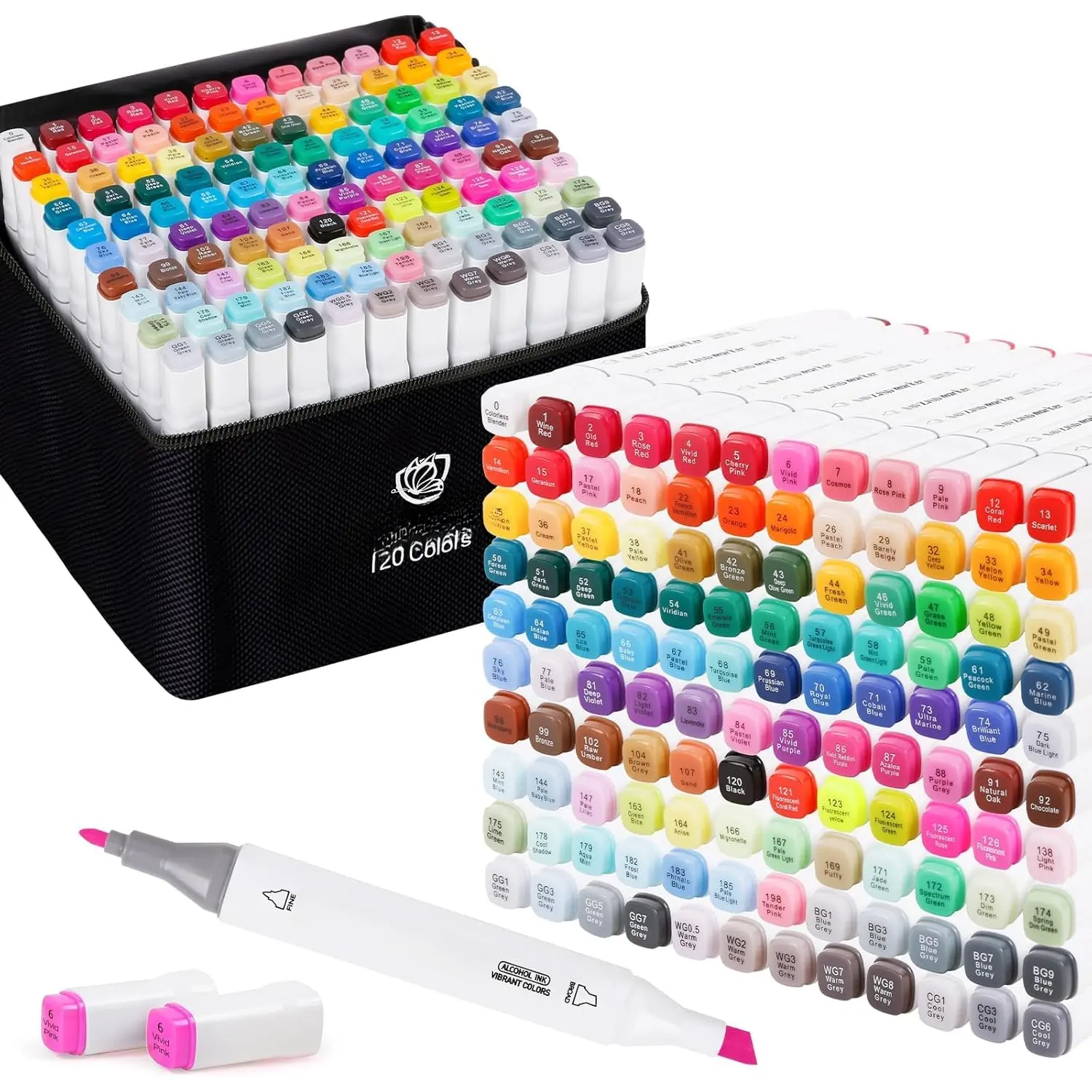 120 Colors Dual-Tip Art Markers, Easy to Use Office Stationery for Kids and Adults - Ideal for Coloring, Painting, Holidays, Birthdays, Christmas to Create Styles (Fine & Broad Tips)