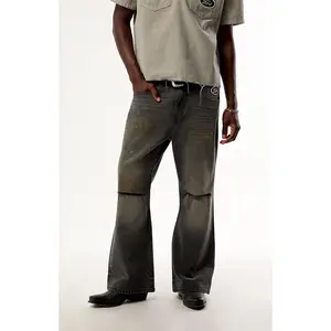 FORD Men's Black Ripped Baggy Bootcut Jeans