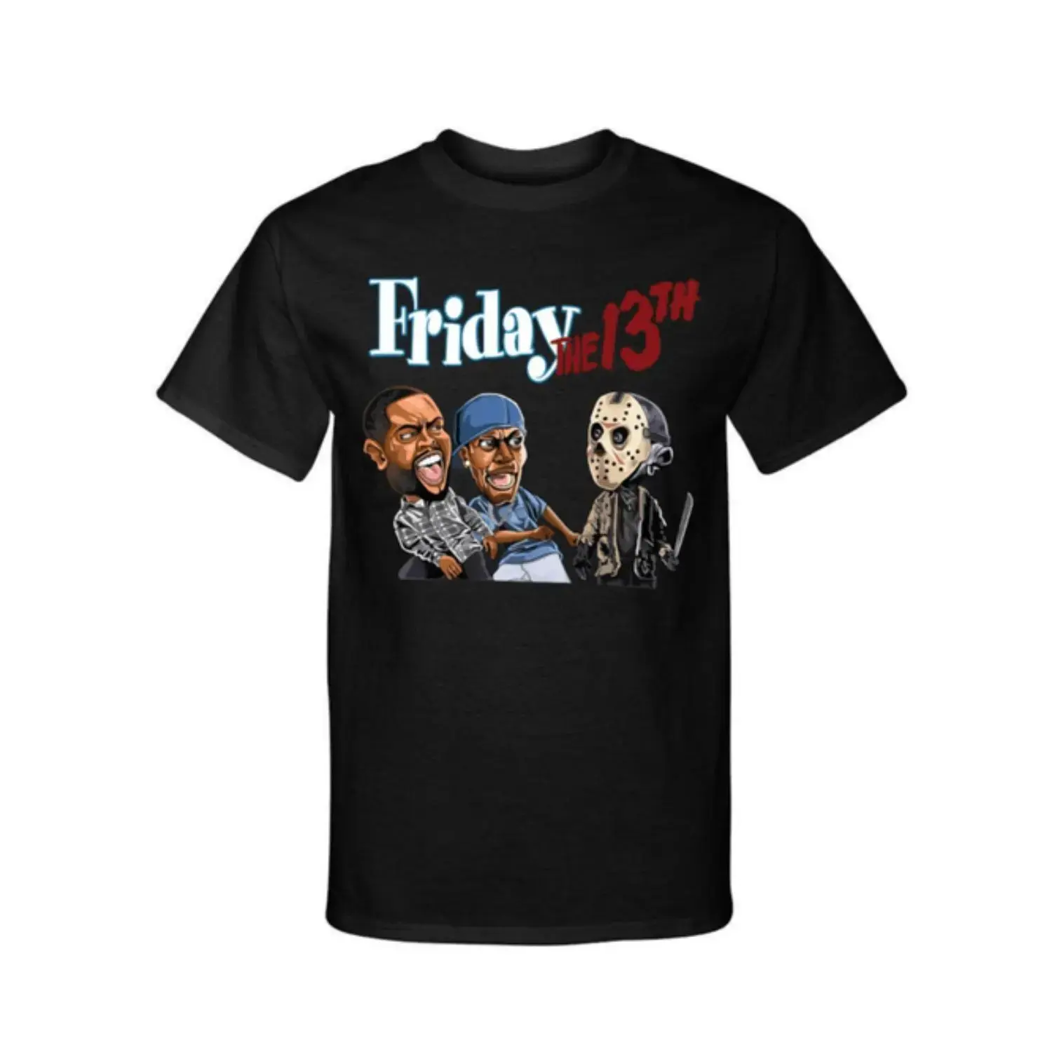 Men's Friday the 13th Halloween Jason Killer Round Neck Shortsleeve Fashion Cotton T-Shirt - Cartoon Funny Character Print, Scary Horror Movie Themed Casual Top Gift for Film Fans, Menswear, Streetwear, Tshirt, Shopping, 3Xl, Horror Theme, All Seasons, Ch