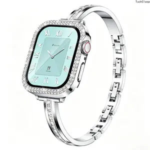 Diamond Band & Protective Cover Set for Apple Watch – Women's Love Series Adjustable Bracelet, Fits 40–49mm, Great for Summer Vibes & Daily Wear