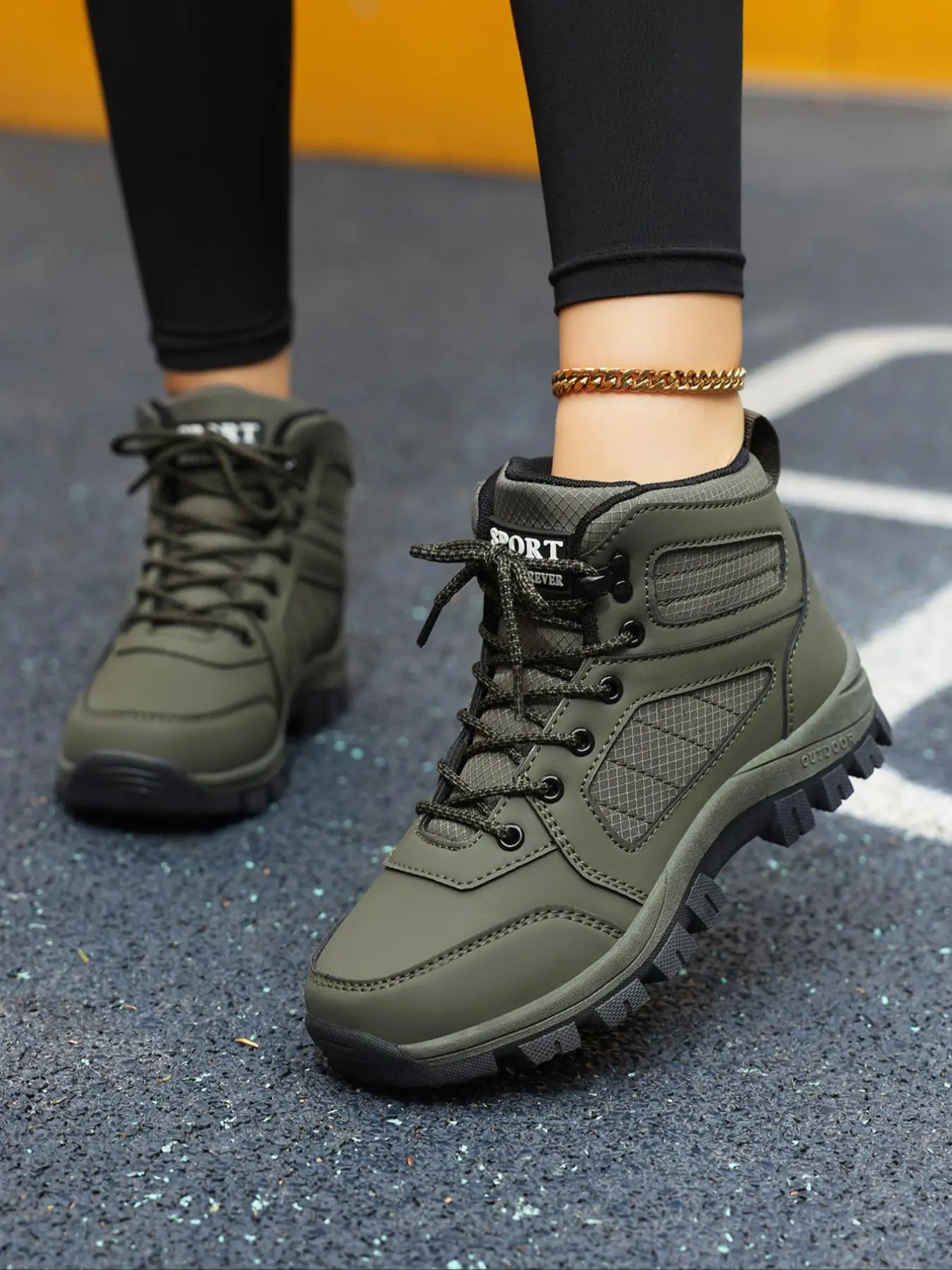 Women's Fashionable Lace Up Mid-calf Boots, Casual Breathable Comfortable Hiking Shoes, Outdoor Sports Shoes for Daily Wear, Lightweight Hiking Boots, Lightweight Hiking Footwear