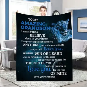 1pc Warm and Cozy Flannel Blanket for Grandson from Grandma and Grandpa - Perfect for Couch, Bed, and Sofa