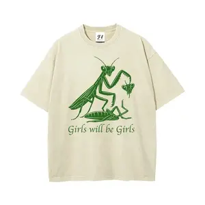 Girls Will Be Girls Oversize Unisex Washed Vintage T-Shirt DTG Process Unisex Loose-Fitting T-shirt, Washed Casual Top (100% Cotton, 280g), Smooth Fabric, Minimalist Style, Street Style, Classic T-shirt, Makes a Great Gift.