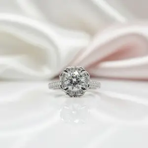 1 Carat 6.5mm Round D Color Diamond Option 4 Prong Engagement Ring