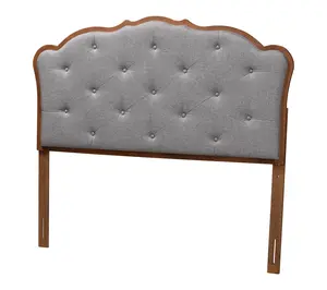 Baxton Studio Leandra Grey and Walnut Brown Queen Headboard