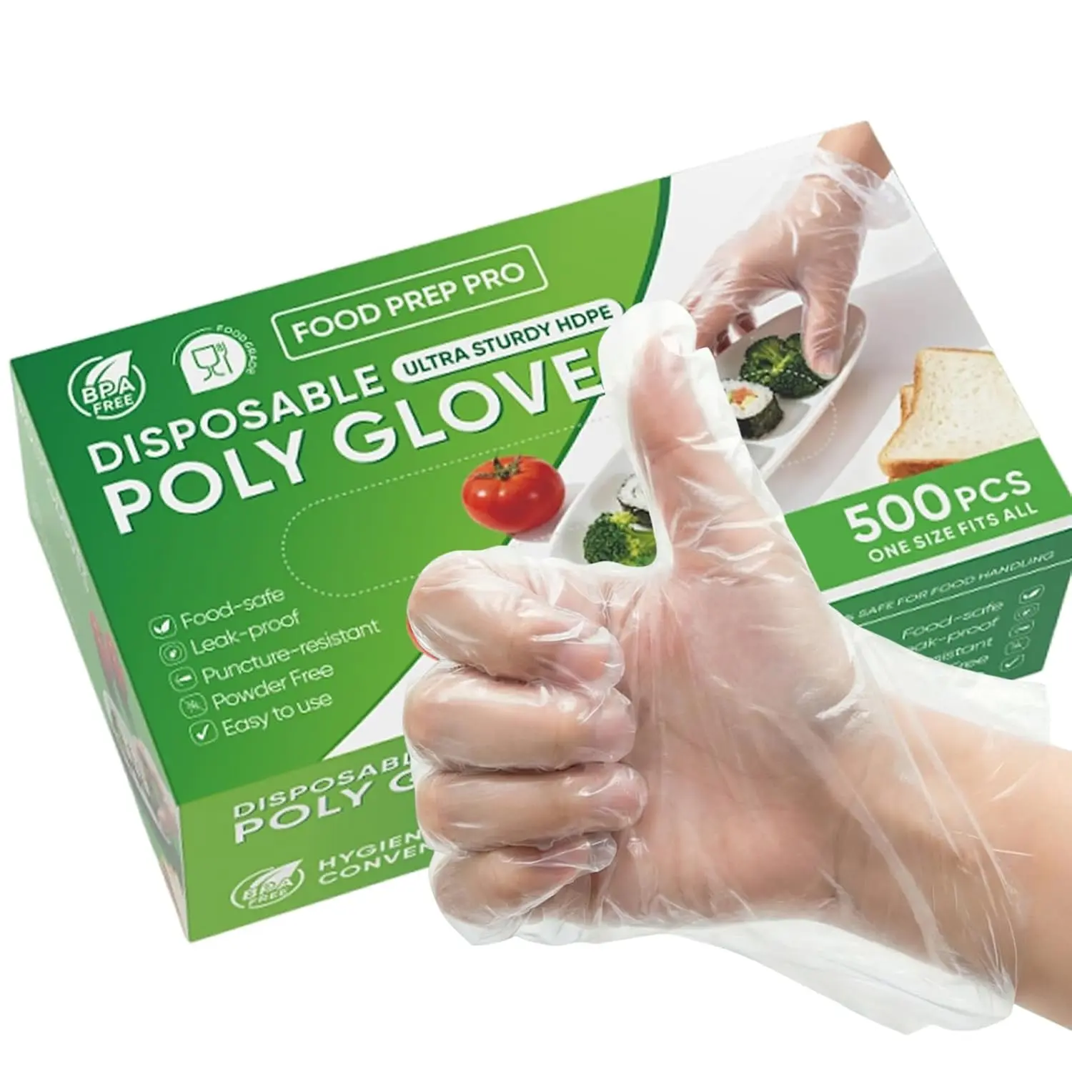 500 Count Disposable  Service Gloves - Plastic Gloves For  Handling, Clear Poly Plastic Glove For Kitchen Serving - Lightweight Disposable Kitchen Glove,  Size Fits