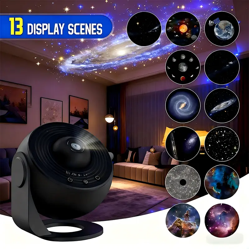 Galaxy Projector 13 in 1 Planetarium Star Projector Realistic Starry Sky Night Light with Solar System Constellation Moon for Kids Adults Bedroom Ceiling Home Theater Living Room Decor Led Multicolor