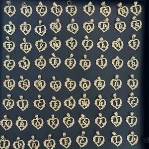 14KT Gold Heart Letters A-Z - Personalized Alphabet Charms for Jewelry Making & Gifts